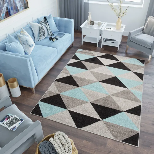 Tapiso Lazur Vloerkleed Grijs Zwart Blauw Modern Abstract Tapijt Maat- 120x170 Grijs Blauw Zwart