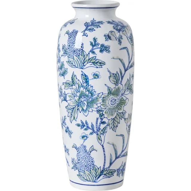 Beliani GUADIX - Bloemenvaas - Wit/Blauw - Porselein