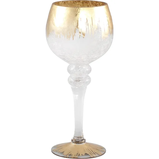 PTMD Armando champagneglas XL - Goud met helder glas - kaarsenhouder - windlicht - theelichthouder