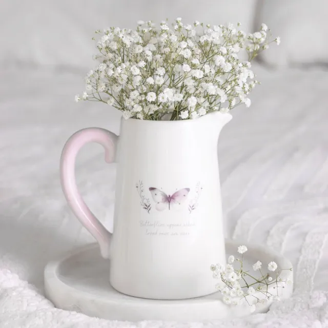 Something Different White Butterfly Print Ceramic Bloemenkan - Multicolours