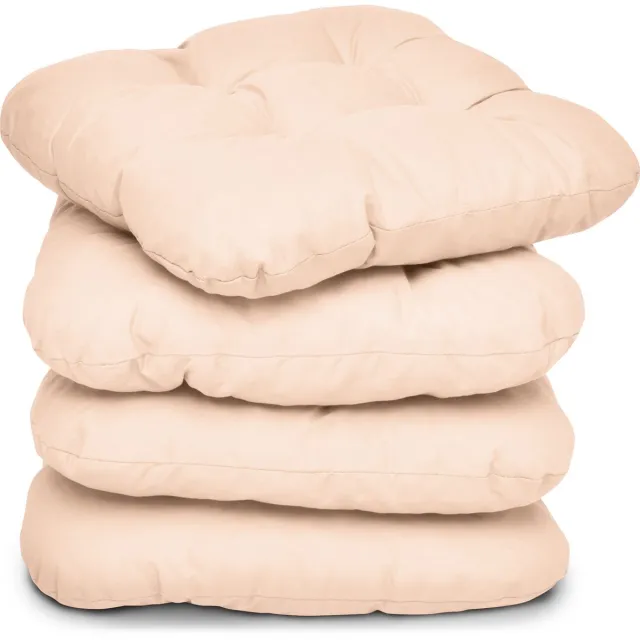 Beautissu Lisa - Zitkussen Set voor Eetkamer en Tuin - Set van 4 - 40x40x8 cm - Naturel - Dikke comfortabele vulling natuur