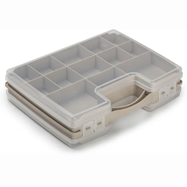 PLASTICFORTE Opbergdoos - taupe - kunststof - 28 x 21 cm - met deksel - opbergbox/sorteerdoos