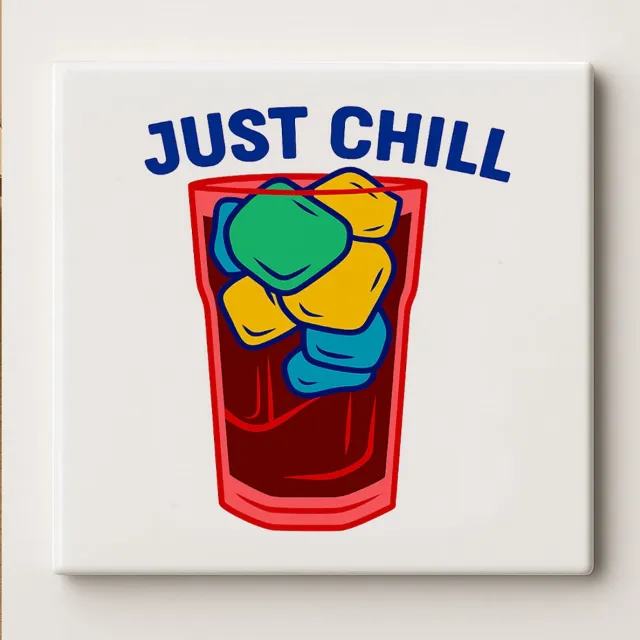 Nevolis Just Chill Tegel – 15x15cm Grappige Verfrissende Drank Keramische Wanddecoratie | Coole Zomerdecoratie & Cadeau voor Ontspanners Multi Color