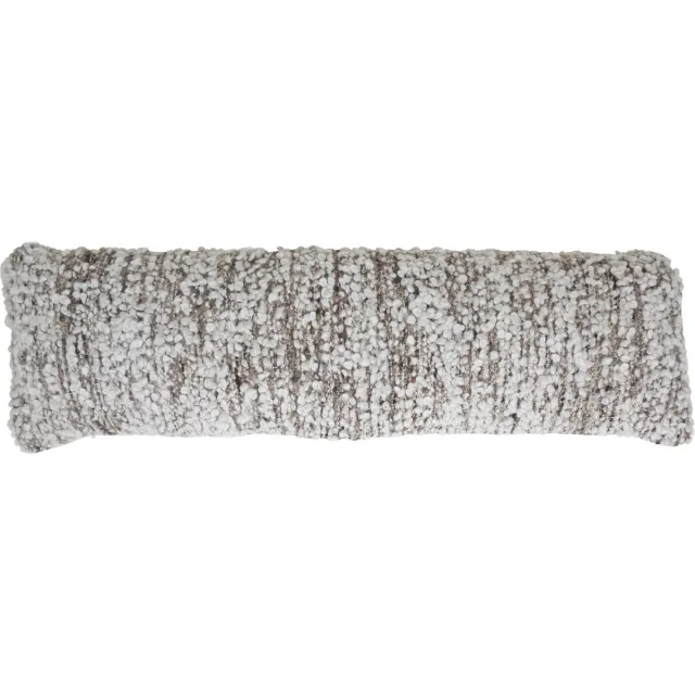 Veer Carpets Kussen Mica Naturel/Brown 30 x 100 cm - Luxe Sierkussen met Bouclé Look Bruin