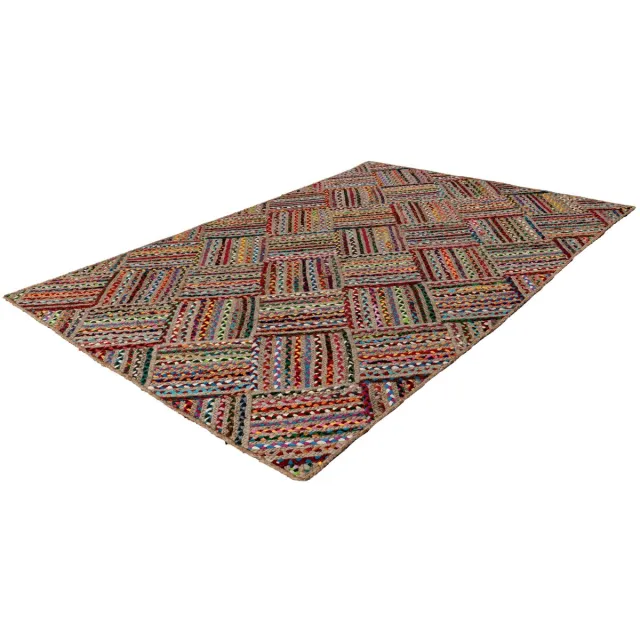 Meghan Lalee Vloerkleed Cancun 330 multicolor – 80 x 150 cm – gerecycled katoen & jute, handgeknoopt