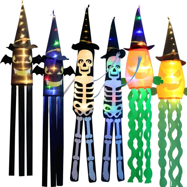 Rosnek Halloween Lichtsnoer met Figuren - LED Feestdecoratie - Batterijgevoed - voor Binnen en Buiten - Vleermuis - Multicolour - 1 Stuk