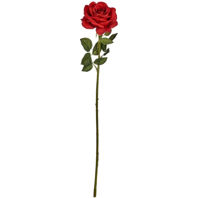 IBERGARDEN Kunstbloem Roos Elegance - dieprood - 63 cm - losse steel - Kunst zijdebloemen