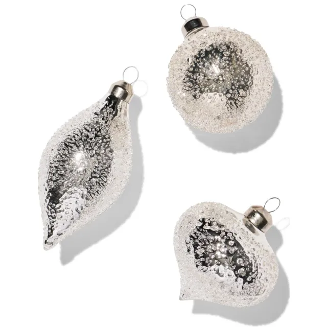 HEMA Kerstballen glas zilver - 3 stuks (zilver)
