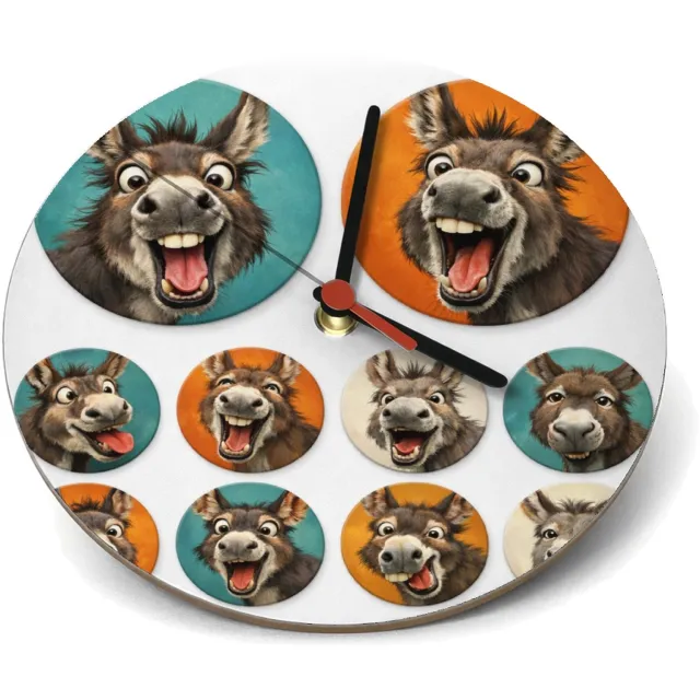 Mr Cadeautjes Klok rond Ø 19 - design Ronde set met grillige kippen- of hanenkoppen in een speelse | cadeau Wit