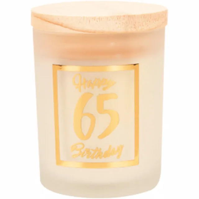 Snoepkado.com Geurkaars - White/gold - Happy Birthday - 65 jaar - In cadeauverpakking wit goudkleurig