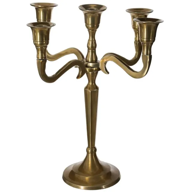 Atmosphera kaarsen kandelaar Baroque - met 5 armen - metaal - dinerkaarsen - goud - 22 x 28 cm Goudkleurig