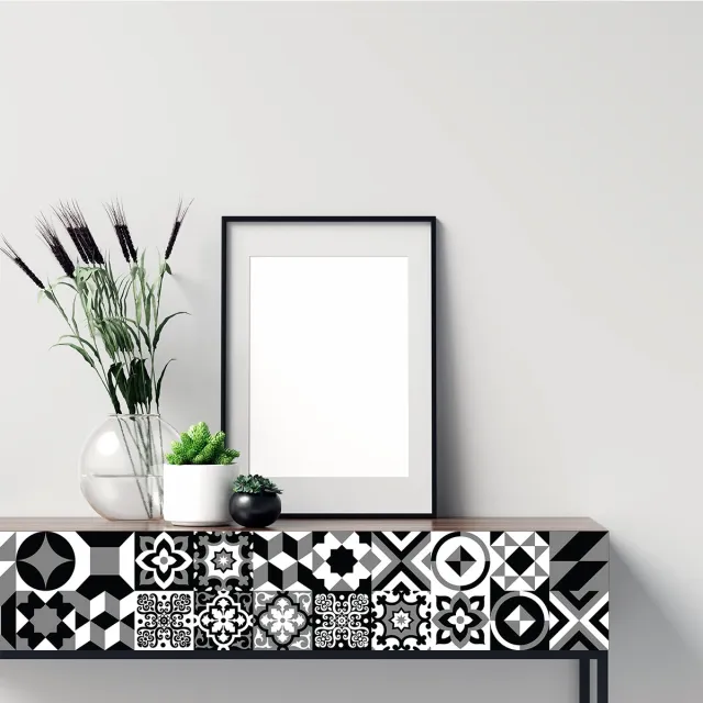 Ambiance Sticker Meubeldecoratiestickers - 24 authentieke Ursnio cementtegel meubelstickers - 24 stickers 20x20cm Multi color