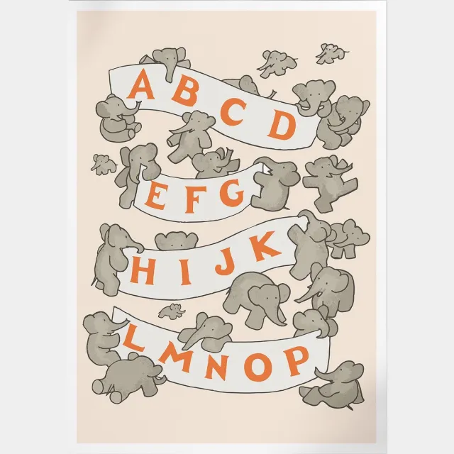 Pepperwall ABC De Babar I (Babar de Olifant) | Poster | B2: 50 x 70 cm Multikleur