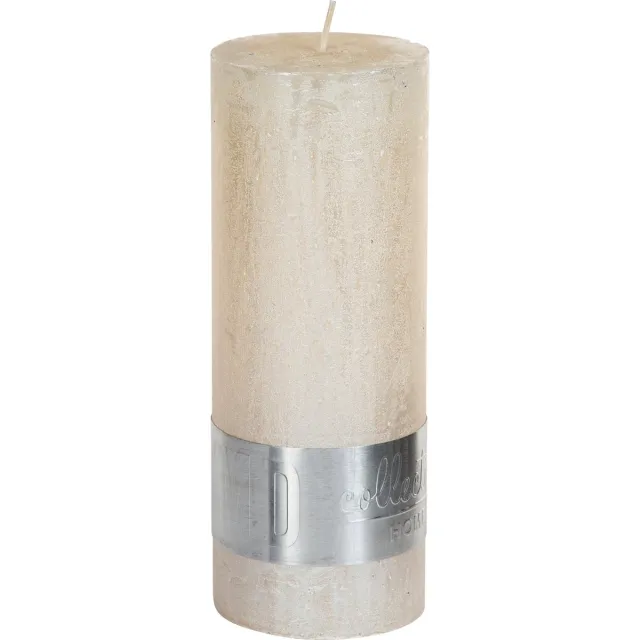 PTMD COLLECTION Kaars metallic creme 18x7cm Wit