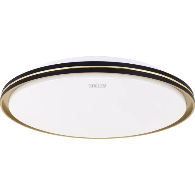 STRÜHM FIESTA - LED Plafondlamp - Keuken Woonkamer Ø42 cm - 24W - CCT - Aanpasbare licht kleur / Warm Wit -Daglicht-Helder wit - Zwart/Goud kleur - Opbouw - Rond - IP20