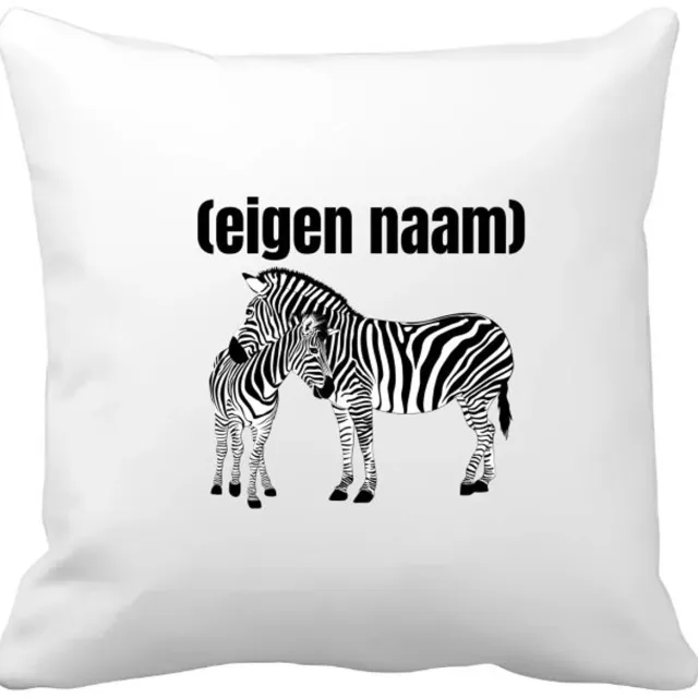 Akyol 2 zebra's met eigen naam Kussen hoes - Zebra - dieren liefhebber - iemand die houdt van zebra's - verjaardag - cadeau - kado - geschenk - 40 bij 40 cm Multicolor