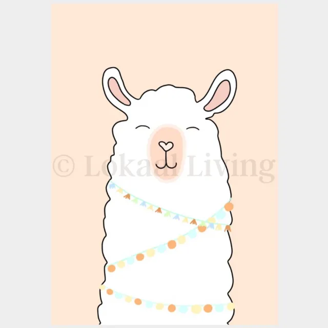 Lokaal Living a4 poster - alpaca roze
