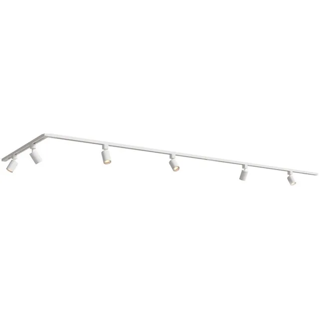 HOFTRONIC railverlichting pakket L-vorm – 1x 1 meter rail 2x 1,5 meter rail 6 GU10 spots 2700K warm wit – dimbaar – aluminium wit – IP20 – modulair – 230V – railspots wit woonkamer keuken