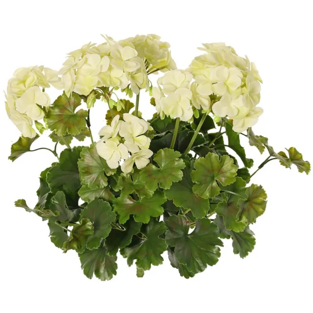 Top Art Topart Kunstbloemen boeketje - Franse geranium - wit - UV bestendig - D30 cm x H39 cm