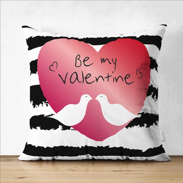 De Groen Home Kussenhoes - Kussensloop - Sierkussenhoes - Velvet hoes voor sierkussens - Be my valentine - 45x45 cm - Fluweel - valentijn cadeautje voor haar Roos - Wit - Zwart