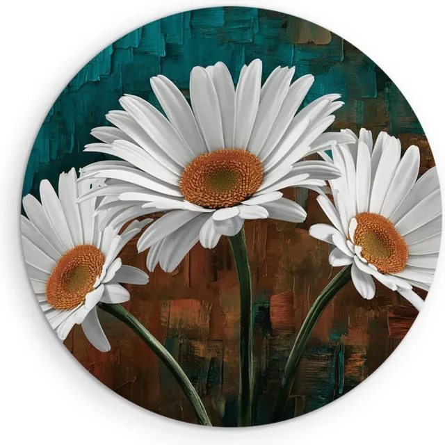 Saammp Forex Muurcirkel - Madeliefjes - Natuur - Modern - Ø 40 - Wandcirkel - Wanddecoratie Cirkel - Muurdecoratie Woonkamer - Kantoor Decoratie