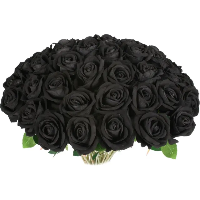 ROSIFY Kunstbloemen Nepbloemen - Kunstrozen - Zijden Bloemen - Set van 25 Kunst Rozen - 50cm - Zwart