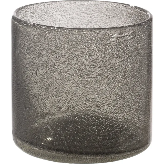 STILL Glazen Windlicht- Zware kwaliteit - Mondgeblazen - Cilinder - Bubbelglas - Dew - Grijs Transparant - 15x15 cm