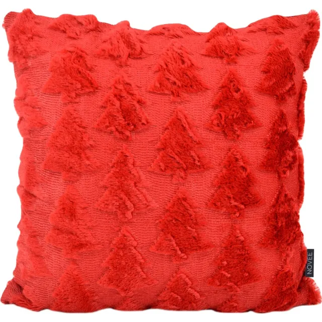 NOVÉE Kerst Furry XMAS Tree Rood Kussenhoes | 45 x 45 cm | Polyester rood 45x45