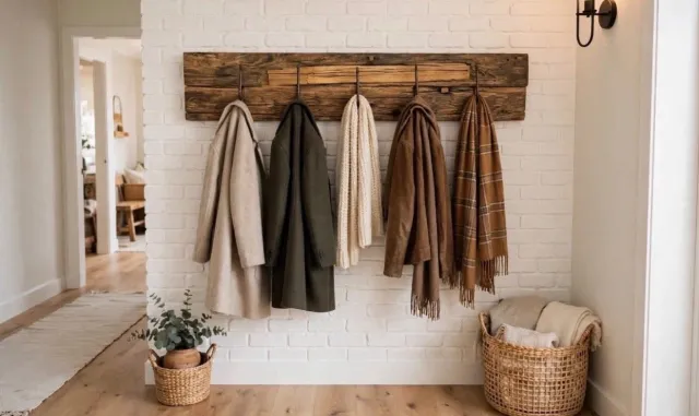 Suzo Wandkapstok van oud railwood hout – Industrieel en landelijk – 100 cm – Robuuste houten kapstok