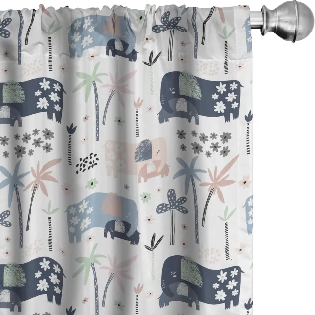 ABAKUHAUS Dieren Gordijnen – 2x75x225 cm – Microfiber – Meerkleurig Mehrfarbig