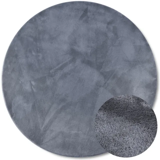 Villeroy & Boch Rond Effen Vloerkleed - Antraciet - Laagpolig Tapijt - Ø 160 cm rond