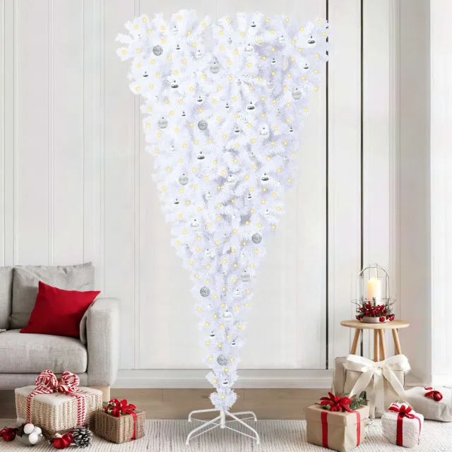 vidaXL Kunstkerstboom Wit 240 cm PVC en staal