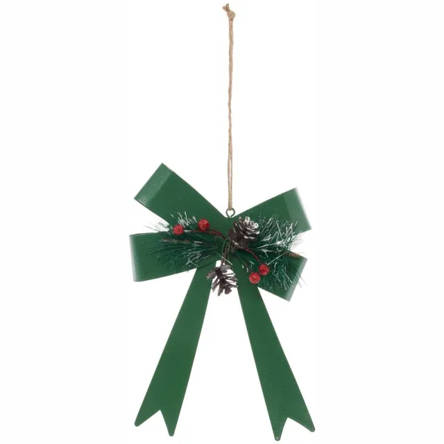 Atmosphera Créateur d'intérieur® Kerstboomversiering met knoop en tak van groen metaal, 17 cm Vert