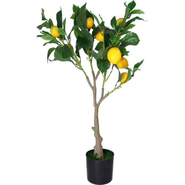H&S Collection Kunst citrus boom in pot - citroen - 70 cm - kunstplant - voor binnen Geel