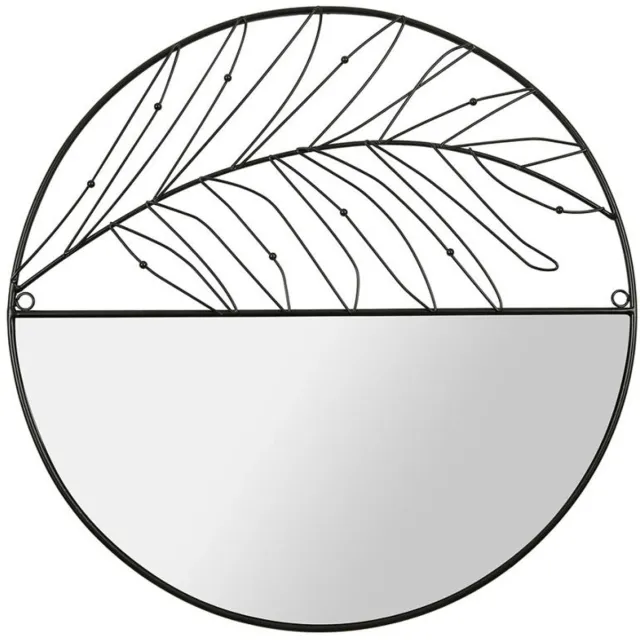 OSTARIA Wandspiegel Leaf - zwart - metaal - rond - modern - D49 cm