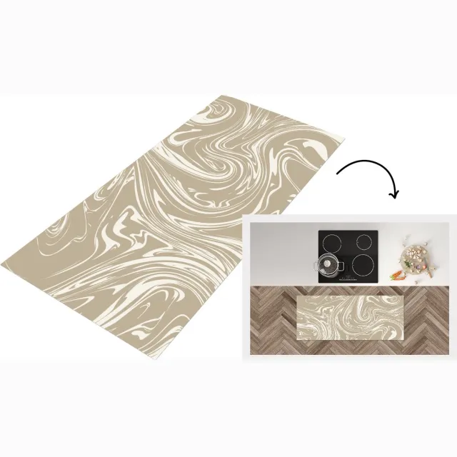 KitchenYeah Keukenloper - Loper keuken - Marmer - Beige - Crème - Keukenloper vinyl Multicolor