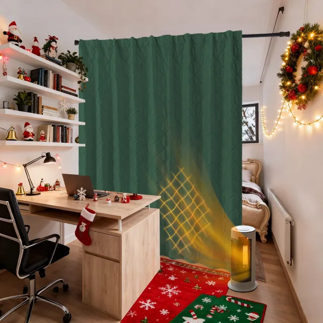 Qelus Extra Breed Verduisterende Gordijn 254x244cm - 410gsm Warmte- en Geluidsisolerend Fluweel - Kant en Klaar met Plooiband - Kerstgroen