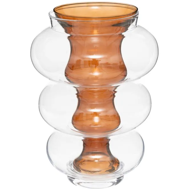 Atmosphera Créateur d'intérieur® Stapelbare vaas van geblazen glas DOUBLE MATALI Ambre