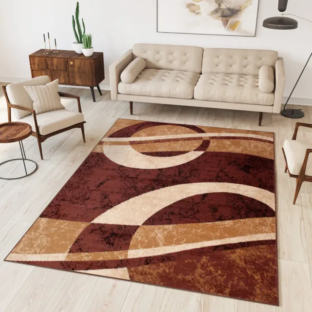 Tapiso Dream Vloerkleed Bruin Modern Cirkels Woonkamer Tapijt Maat- 300x400