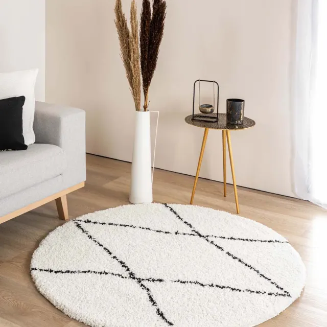 Boho&me Rond berber vloerkleed - Artisan Atla wit/zwart 300