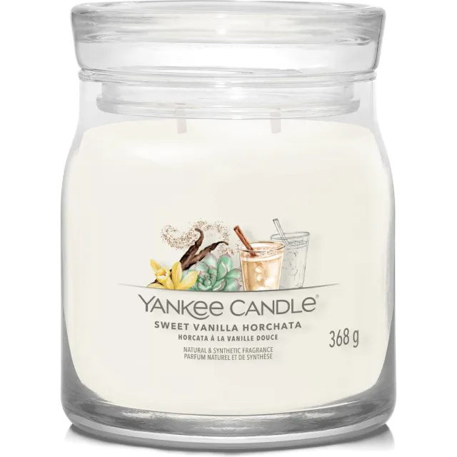 Yankee Candle Sweet Vanilla Horchata Medium Geurkaars - 50 branduren - 2 lonten Wit