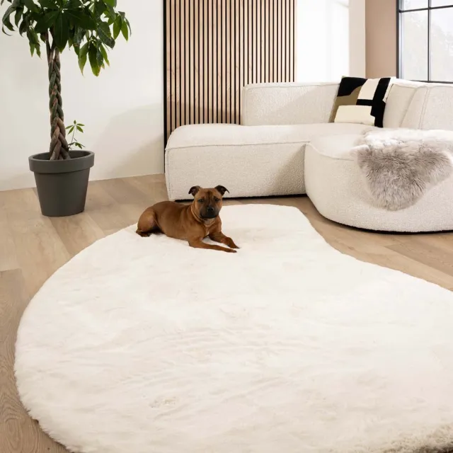 Tapeso Fluffy vloerkleed organisch - Comfy Plus wit 200x306