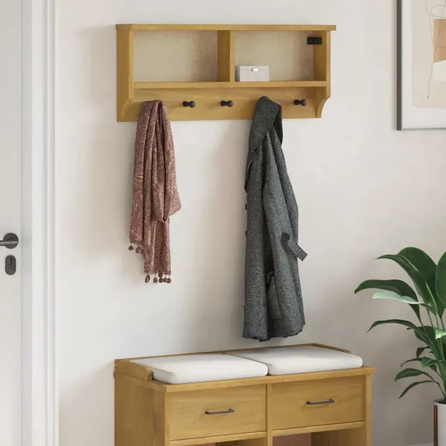 vidaXL Wandkapstok SANDNES 87x12x35 cm massief grenenhout