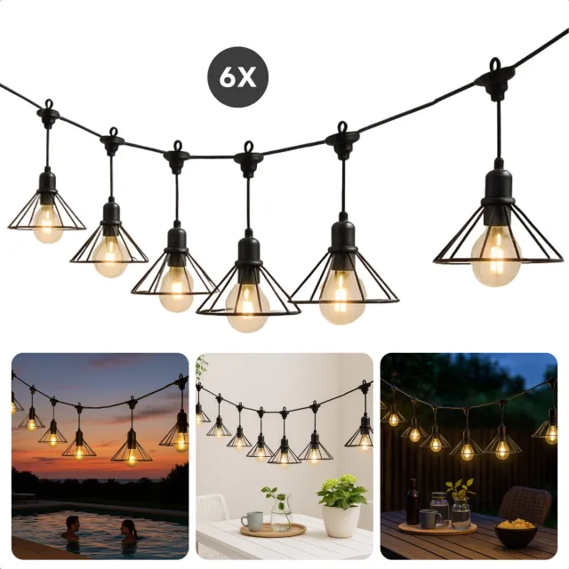 Cheqo Tuinverlichting Lichtsnoer - Lichtslinger - Sfeerverlichting LED voor Buiten - Filament Lichtsnoer - Warm Wit - Timer - IP44 Buiten