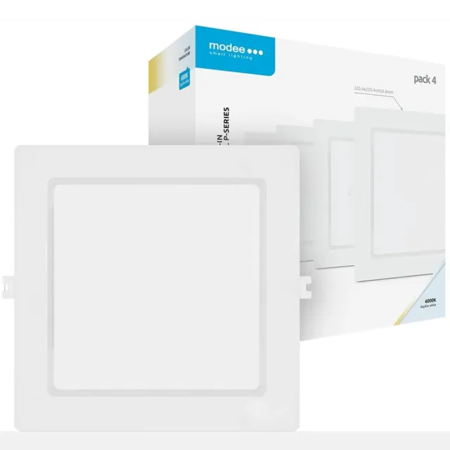 Modee LED Paneel Vierkant Inbouw - 6W - 660lm - 22x2.8cm - 6000K - Koel Wit - 4 stuks