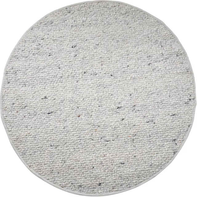 Veer Carpets Vloerkleed Steve Licht Grijs Rond ø160 cm - Wollen Design Vloerkleed met Asymmetrisch Patroon in Scandinavische / Japandi Stijl