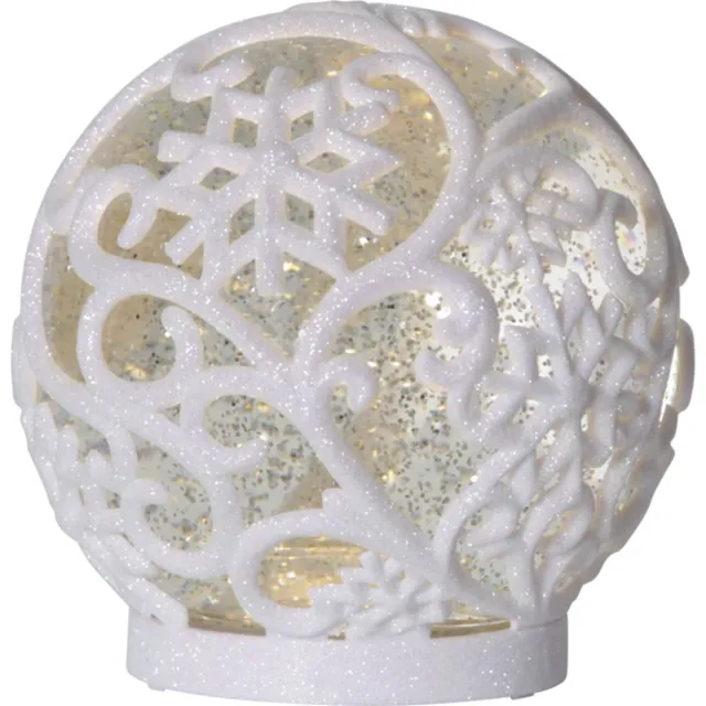 Star Trading Sneeuwbol 'Frost' met sneeuwvlokdesign, LED-verlichting, batterij + timer, warm wit, Ø 16cm
