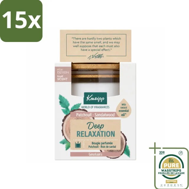 Kneipp 15 x Kneipp - Geurkaars - Deep Relaxation - Sandelhout & Patchouli - 20 branduren - Wasstrips - Geurkaars - Ontspanning - Kneipp - Sandelhout - Patchouli Wit