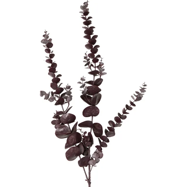 Flor und Decor Lange decoratieve eucalyptus kunsttakken paars 103cm 2st
