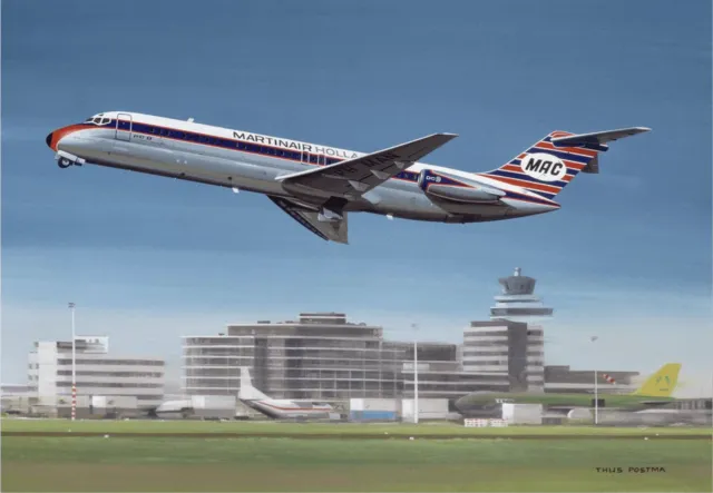 TP Aviation Art Thijs Postma - TP Aviation Art - Poster - Douglas DC-9 Martinair Taking Off - 50x70cm Kleur